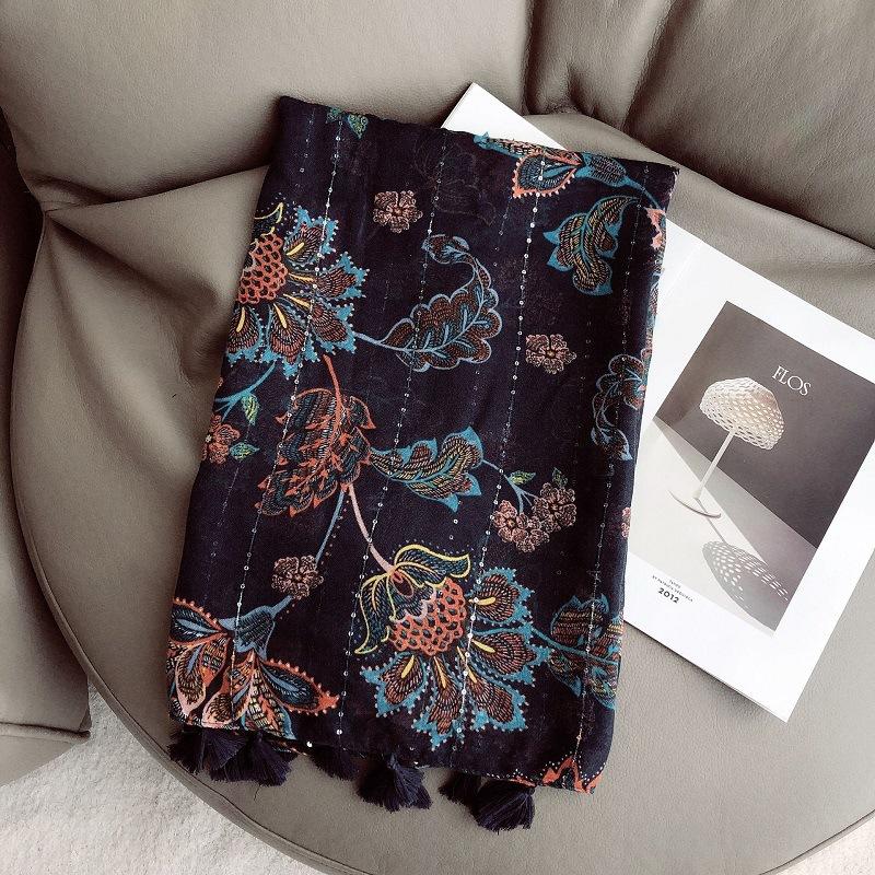 Modă Marcă de Lux Etnic African Floral Ciucuri Șal Eșarfă Viscoză Doamnă Înaltă Calitate Înfășurare Pașmină Stola Bufandă Musulman Hijab