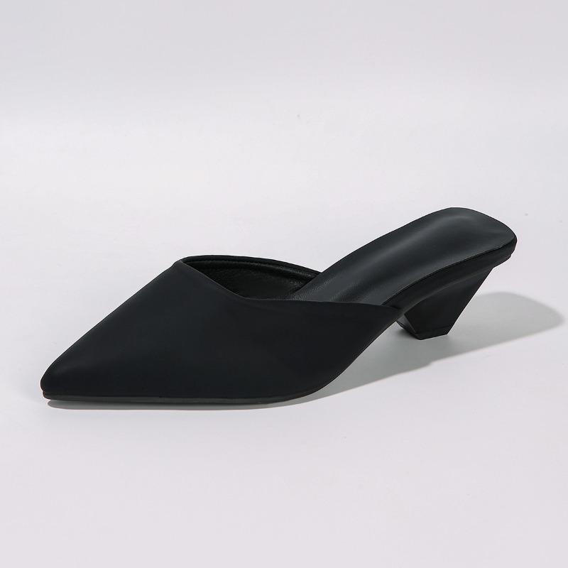 Large size spring and summer new leopard print pointed head back air half support high heel bag head sandals woman