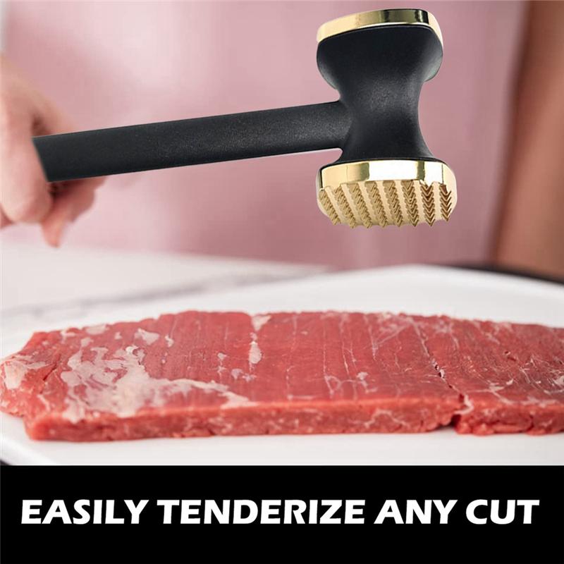 AEE2-Steak Hammer Mallet Double-Sided Zinc Alloy Meat Tenderizer Meat Pounder Maximizes Food Flavor Meat Hammer