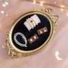 1PC Ornament Showcase with Gold Edging Flannel Photo Frame Antique Velvet Lined Shadow Box Classic Craft Storage Box 39x25cm