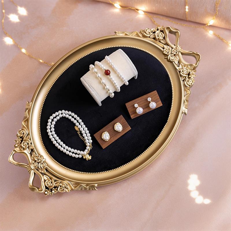1PC Ornament Showcase with Gold Edging Flannel Photo Frame Antique Velvet Lined Shadow Box Classic Craft Storage Box 39x25cm