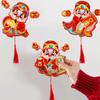 Chinese Style God of Wealth Fridge Magnets Festive Traditional God of Wealth Hanging Ornament Cartoon with Tassels