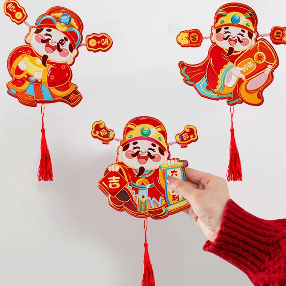 Chinese Style God of Wealth Hanging Ornament New Year Refrigerator Magnet Home Living Room Decor