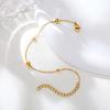 Minimalist Stainless Steel Ball Beads Bracelet, Waterproof 18K Gold Plated Cross Chain Bracelet for Women Trendy Jewelry