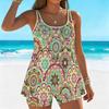 Damen Tankini Badeanzug 2-teilig Vielfältiger Retro-Stil Druck Pflanzenmuster Urlaubs Badeanzüge