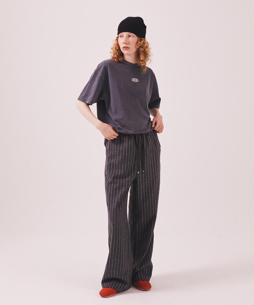 Minasu Mns Pinstripe Wide Brushed Pants_Gray
