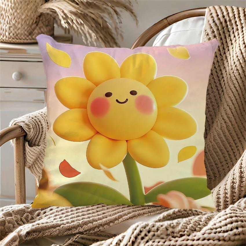 Butterfly Sunflower Series Throw Pillow Covers With Digital Printing Of Short Plush Fabric Car-Shaped Sofa Cushion Home Decor