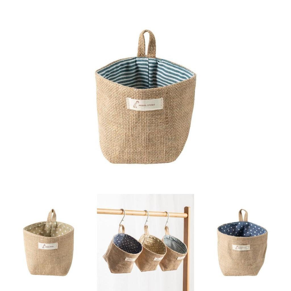 Stylish Cotton Linen Wall Hanging Mini Storage Basket For Kids Toy Sundries Organizer