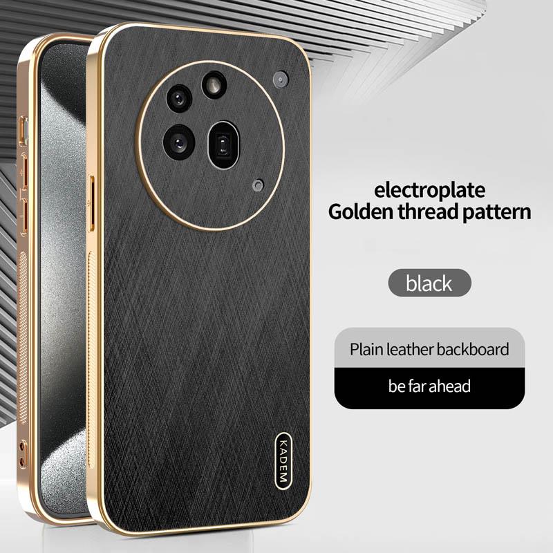 Stripe Thread Texture Leather Back Plating Case For Nothing Phone 3a / Pro Anti-fingerprint Camera Protector Anti Slide Shell