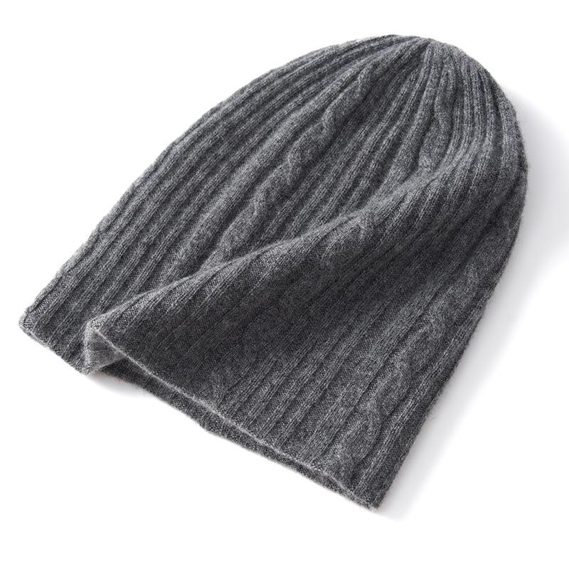 Cashmere Women's Autumn and Winter New Style Color Blocked Knitted Warm Fashionable Thickened Casual Flared Casual Two Sided Hat
