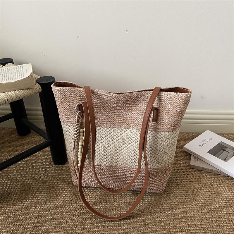 Borsa Tote a Spalla Singola Grande Capacità Casual per Vacanze al Mare Primavera/Estate
