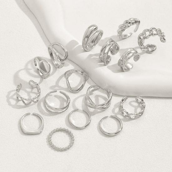 1 Set Stackable Rings Set V-Shaped Geometric Finger Rings Flower Engraved