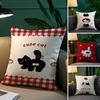 Cute Cartoon Cat Pillow Case Plush Fabric Soft Pillowcase Double Sided Print Sofa Cushion Cover Throw