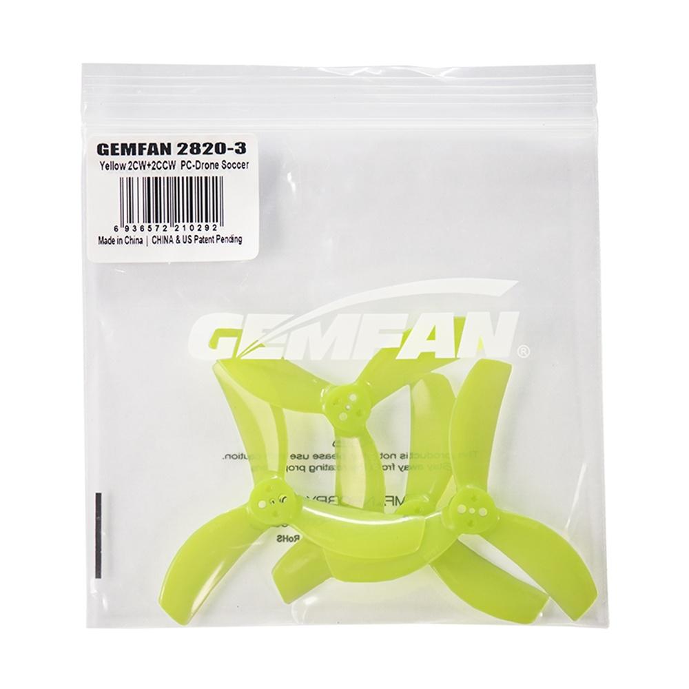 2 Pairs GEMFAN 2820 2.8 Inch 3-Blade PC Propeller 1.5mm 3 Holes for RC FPV Racing Drone Compatible with 1104-1404 Motors