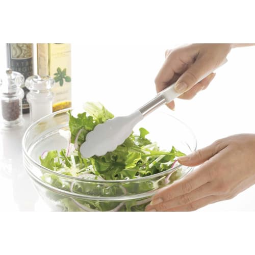 Shimomura Kihan Silicone Tongs, Made In Japan, Won't Scratch Frying Pans, Dishwasher Safe, Suitable for Deep Frying, Easy Grip, Heat-Resistant, White,