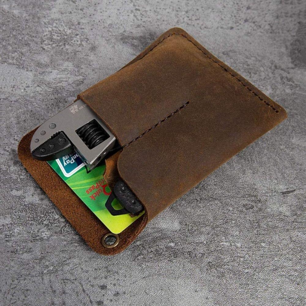 Black/Brown Leather EDC Organizer Genuine Leather EDC Pouch Pocket Outdoor Tool Pouch  Men Utility