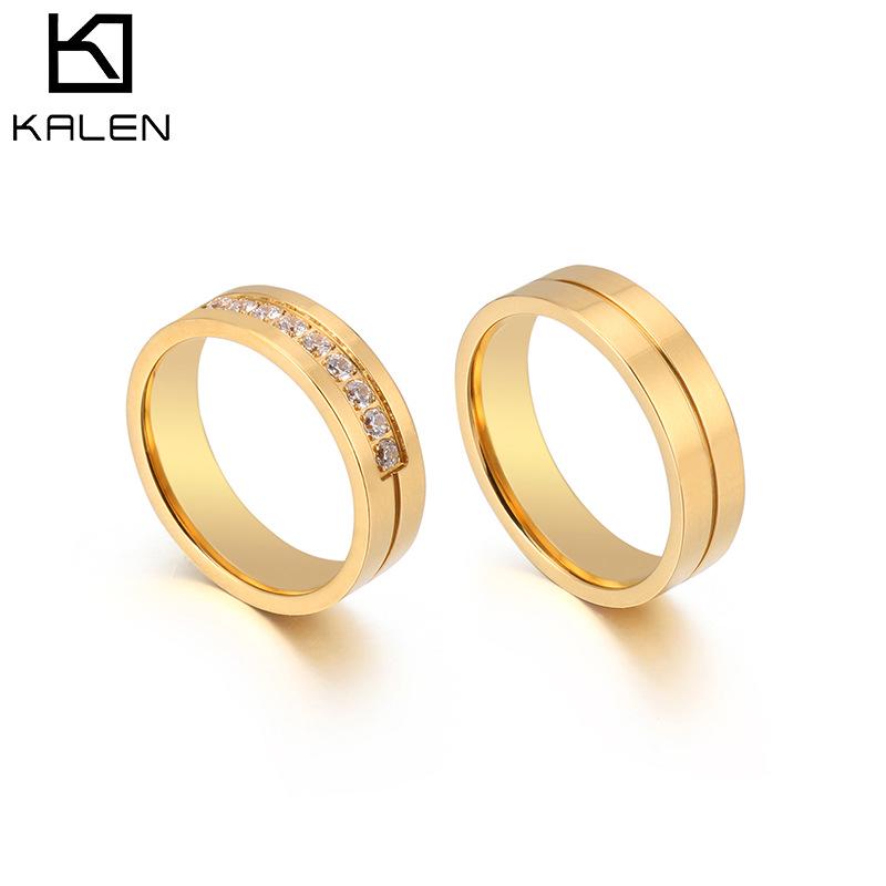 Titanium Steel Zircon Diamond Couple Wedding Bands