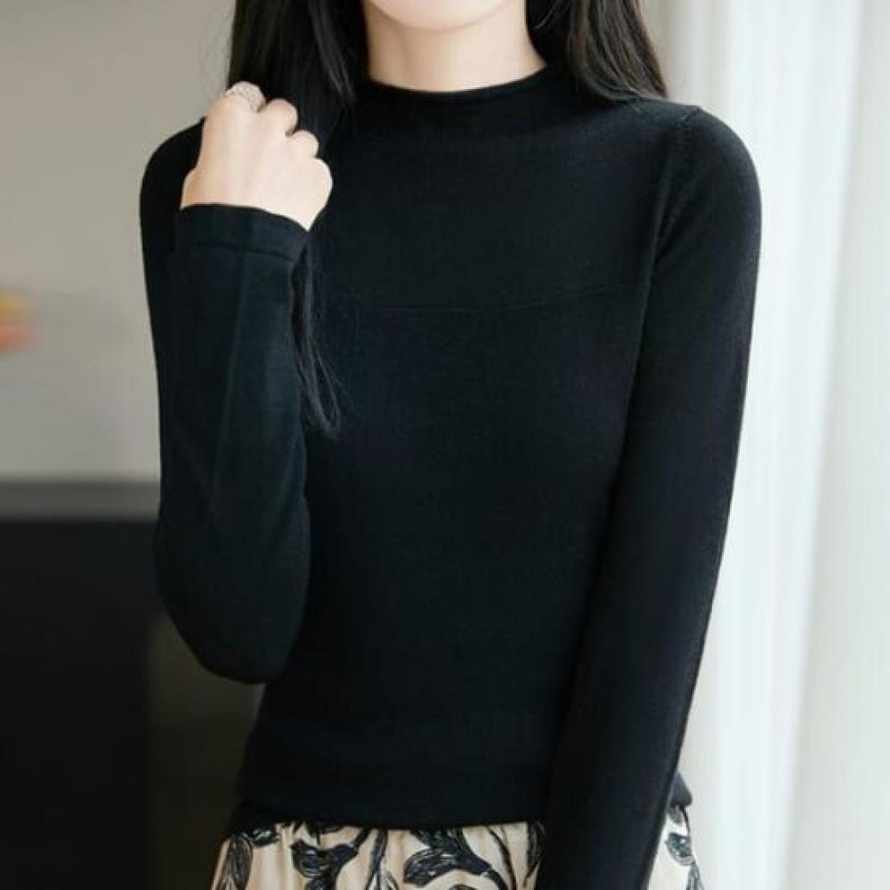 Navava Simple Basic Turtleneck Long Sleeve Knit Top Nk3185