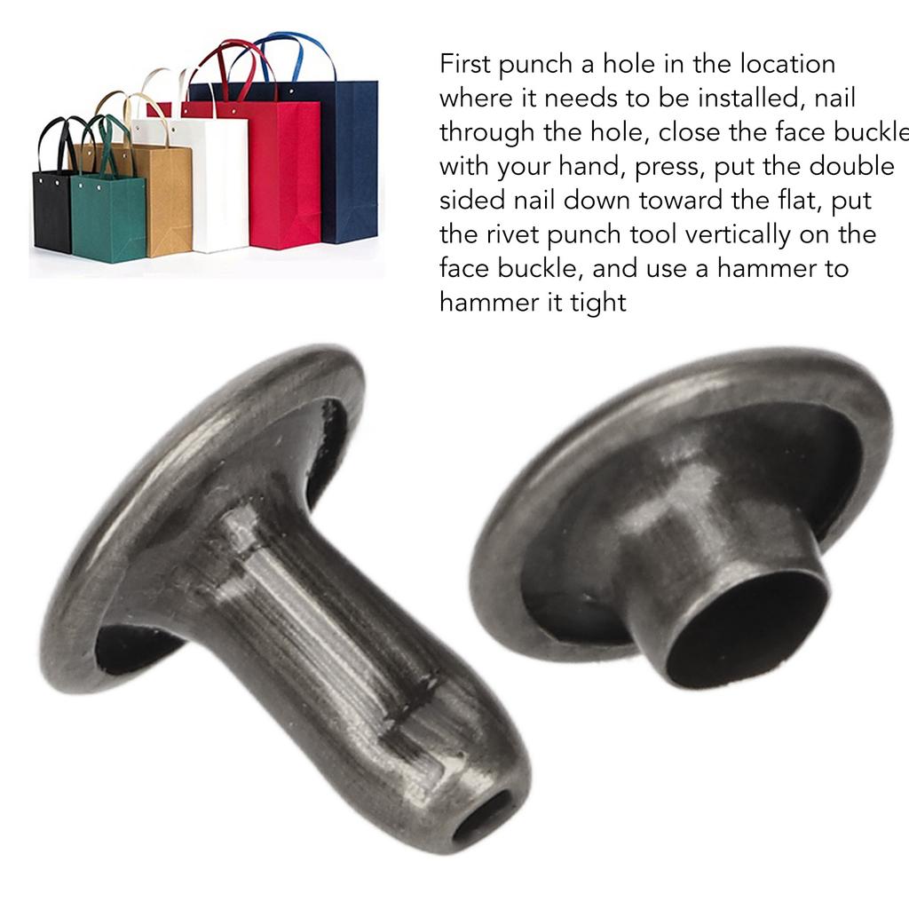 500 Sets Leather Rivets 8x8mm Electroplating Process High Hardness Iron   Double Sided Rivets for Hat Clothing