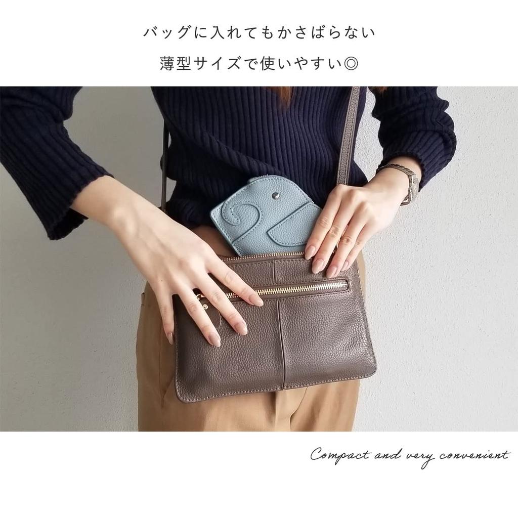 Gisele Mini Wallet, Card Case, Key Case, Coin Case, Genuine Cowhide Leather, Multi-Purpose Pouch, Elephant Wallet, Coin Purse, Slim, Lightweight,