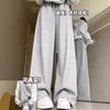 Quality Mamba Cotton Casual Sweatpants Women's Autumn and Winter Velvet Loose Wide-leg Pants American Casual Sweatpants