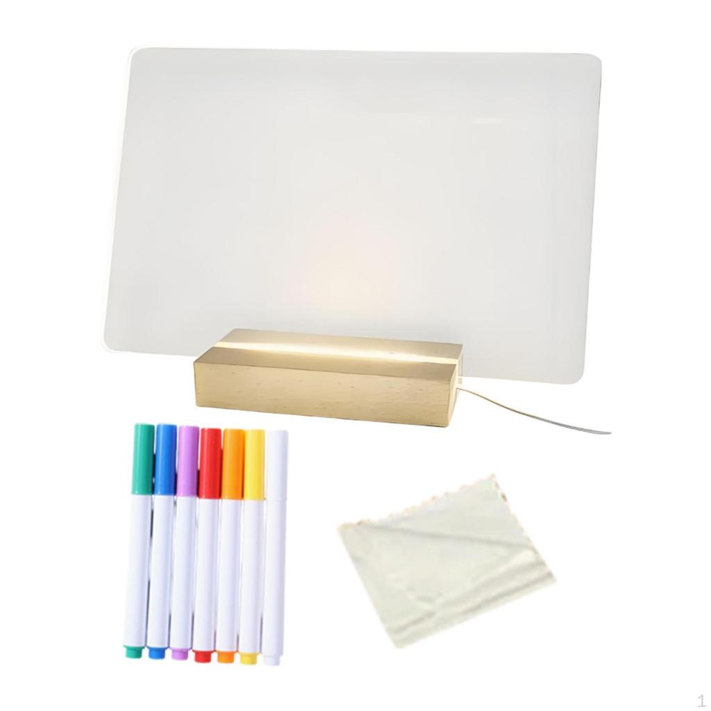Acrylic Display Planner Board Glow Memo LED Handwriting Tablet Bright Lamp for Dining Room