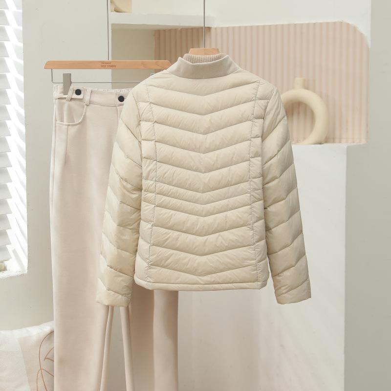 Autumn and winter light down jacket women's short baseball collar light and warm white duck down thin ribs jacket tide