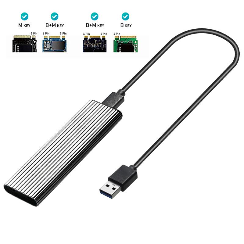 M2 SSD Case NVME Enclosure M.2 to USB SSD Adapter for NVME PCIE NGFF M.2 SATA SSD M/B+M Key 2230/2242/2260/2280 M2 Dual Protocol