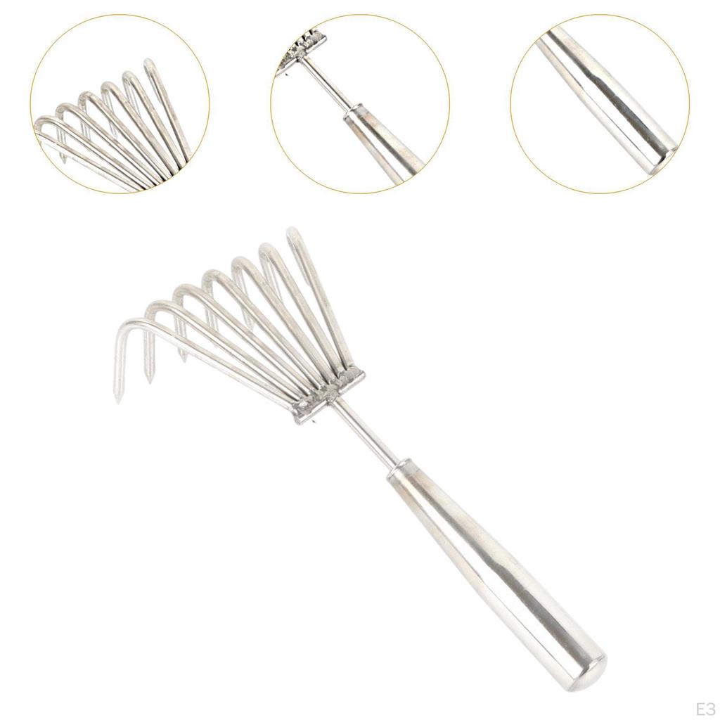 Compact Hand Rake for Soil Cultivation and Leaf Collection In Gardens