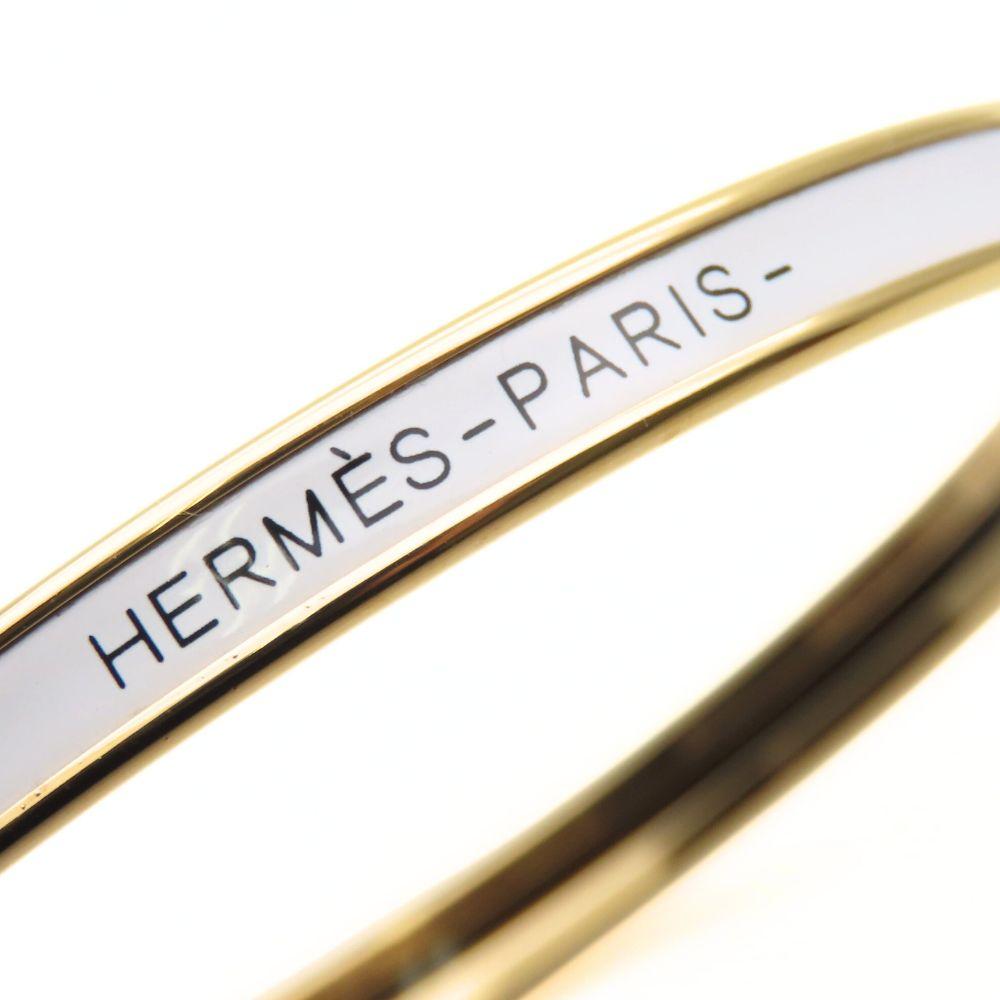 Used HERMES bracelet Uni metal/enamel 11.6g white gold Bangle