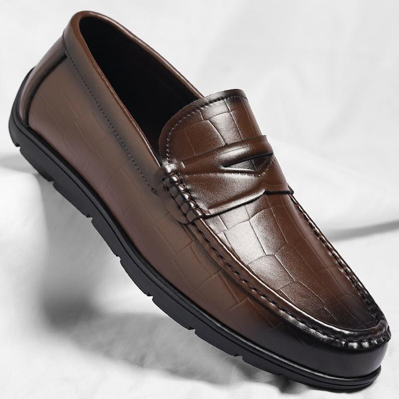 Fashion Mens Lazy Shoes Moccasins Fashion Man Casual Leather Shoes  Handmade Mens Driving Shoes Loafers Breathable Comfort Slip-on Flats