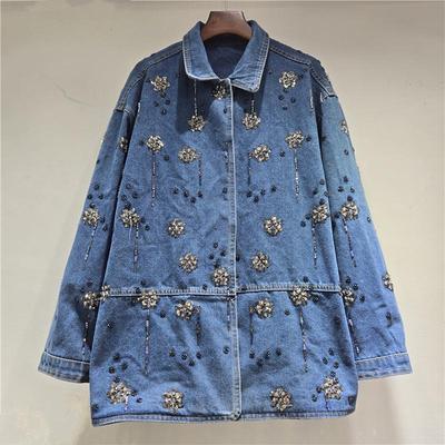 Autumn 2025 European Beaded Denim Jacket: Versatile, Casual, Loose-Fit