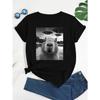 Capybara Print Crew Neck TShirt Casual Short Sleeve TShirt For Spring & Summer Womens Clothing