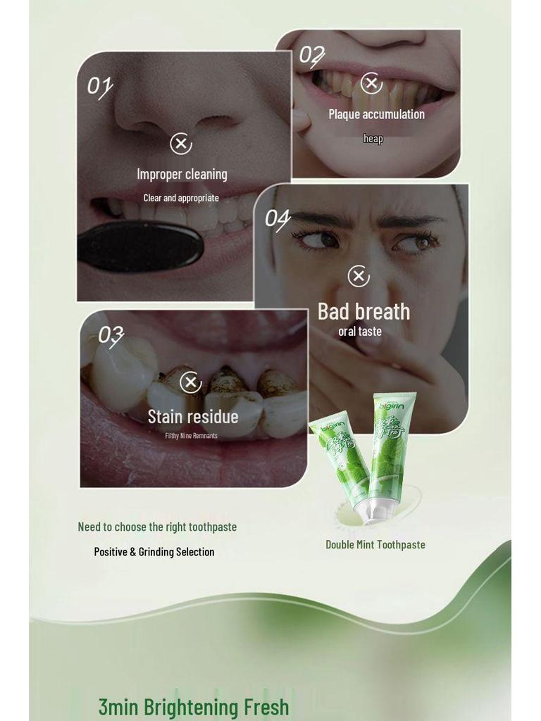 Baili Giant Double Mint Whitening Toothpaste: Fights Yellowing & Bad Breath with Baking Soda