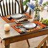 4/6pcs Trick Or Treat Kitchen Decor Linen Placemats, Ghost Pumpkin Spider Web Halloween Table Mats for Dining Table, Suitable for Daily Use, Holidays,