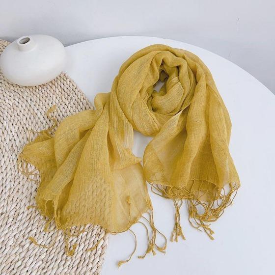 Retro Solid Color Linen scarf Women's Spring And Summer Breathable Linen Cotton Scarves