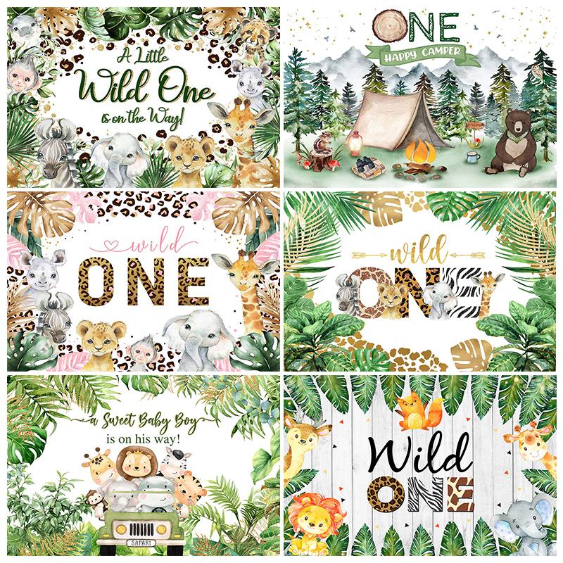 Mocsicka Safari Birthday Party Photography Background Forest Jungle Baby Shower Children Customized Photo Backdrop Banner