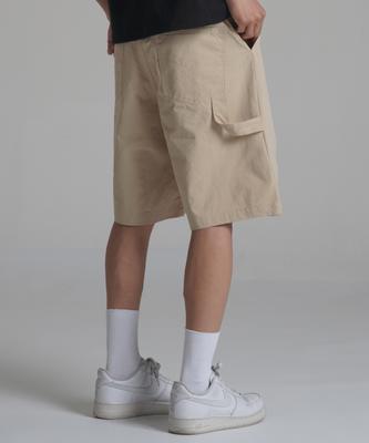 Noming Chino Single-Pleat Strap Wide Bermuda Shorts - Beige