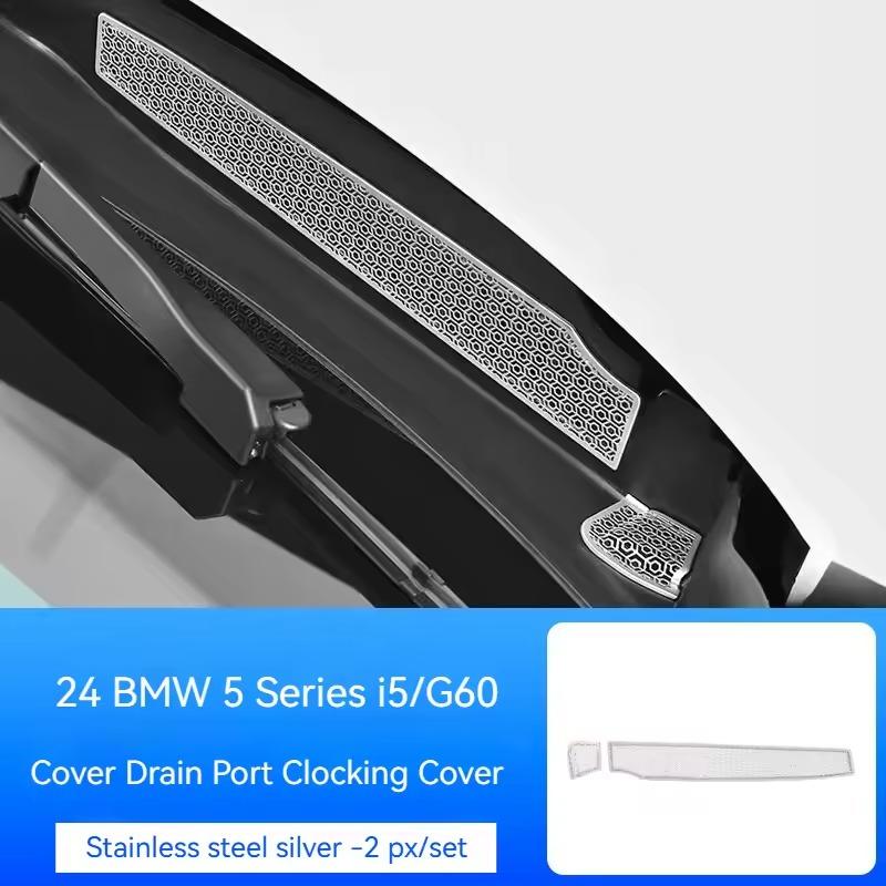 

2PCS Car Styling Hood Drain Engine Dust Cover Engine Trim For BMW 5 Series i5 G60 2025-2025 Stainless Steel Interior Accessories срібний