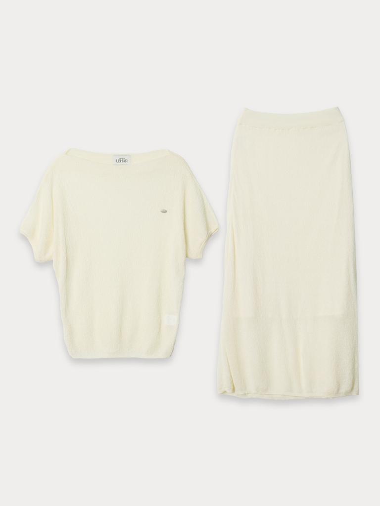 Mejongleuhaleu Jeanne Knit Set (Off-Shoulder Knit + Skirt) 3 Colors
