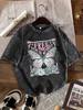 T-shirt da Donna in Cotone Lavato con Stampa Farfalla, Maglietta Grafica Retro Farfalla Mistica, Manica Corta Larga Casual per Streetwear e Uso Quotidiano