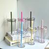 Transparent Water Cup with High-quality Flat Straw Cup, Heat-resistant Multi-color Plastic Water Cup, Coffee Cup