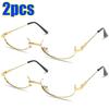 Retro Glasses Metal Frame Half Frame Without Lens Girls Chic Cosplay Party Decoration Glasses Y2K Metal Photography Glasses