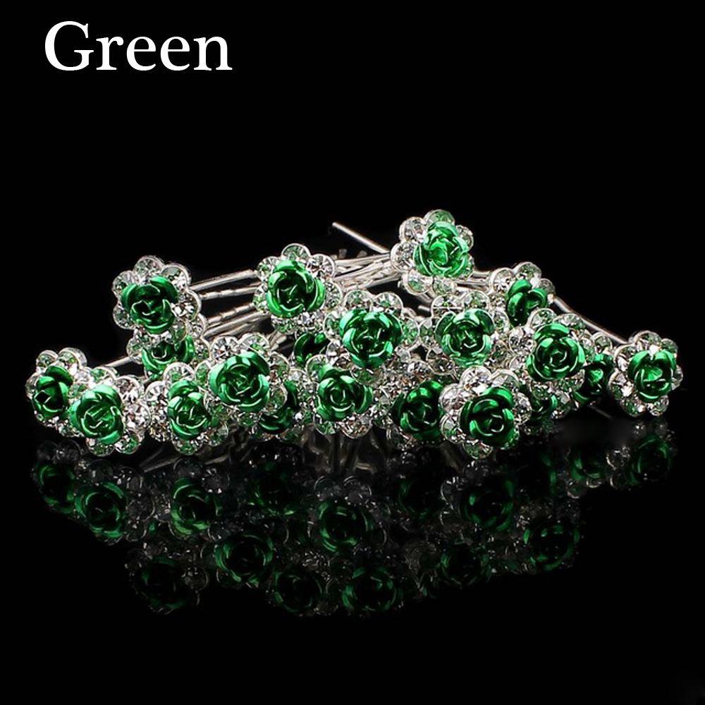 20PCS Jewelry Bridal Engagement Rhinestone Crystal Flower Hairpins Hair Clips