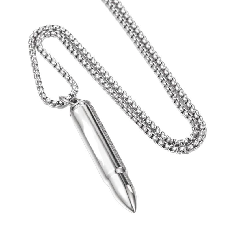 2026 Jewelry Personality, Bullet, Pendant Domineering, Men's Necklace Simple Glossy Pendant
