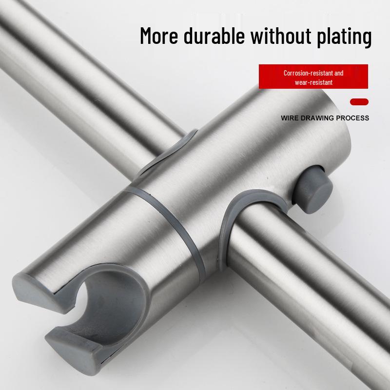 

Adjustable No-Drill Stainless Steel Shower Head Holder and Sprayer Base Round Lifting Rod (Plastic Sleeve)