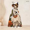 Women Plus Size White Round Neck Sleeveless Halloween Panda Ghost Printed Tie Waist A Line Dress