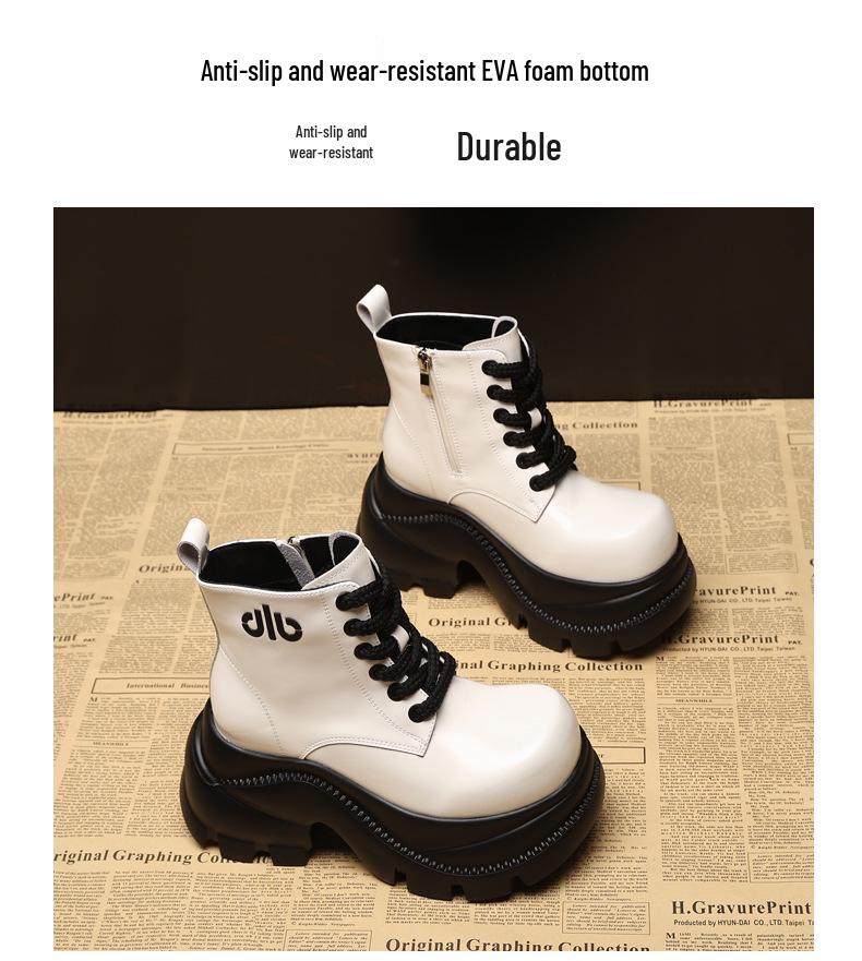 Women's Autumn 2025 Thick-Soled Hidden Heel Martin Boots - Slimming Ankle Design with Soft Sole