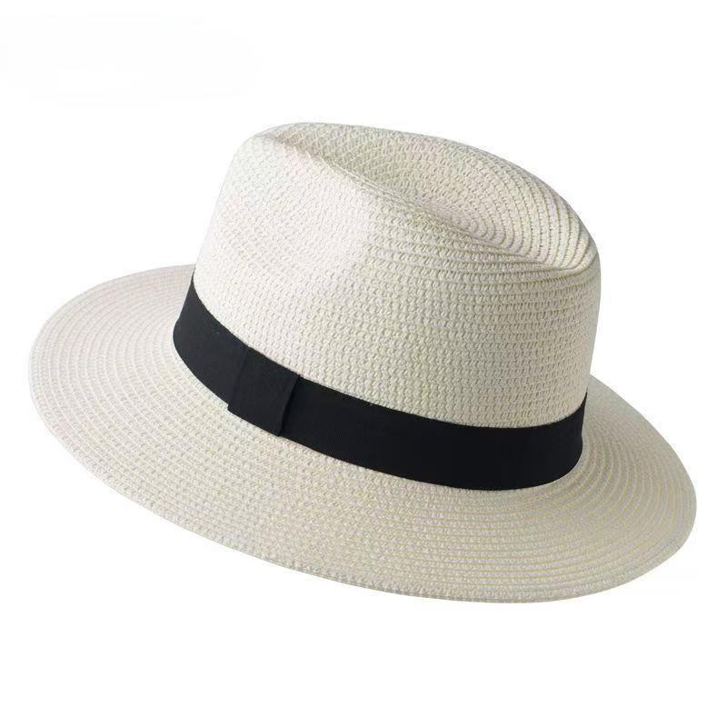 Bow Burr Edge Flat Top Straw Hat Women's Summer Seaside Beach Vacation Japanese Hawaiian Sun Woven Visor