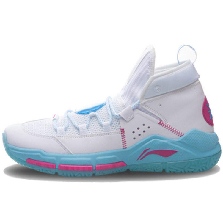 Li Ning ALL DAY 5 Synthetic Leather Slip Resistant Abrasion Resistant Mid top Basketball Shoes Men's White ABPQ015-2